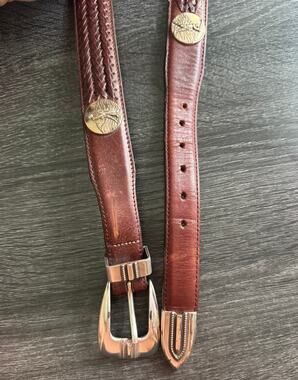 Onyx By Brighton Brown Braided Leather Golf Belt Silver Tone Hardware